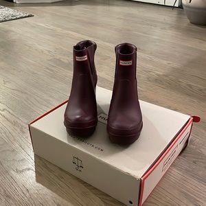 Hunter boots with block heel